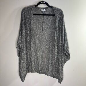 Old Navy Ribbed Cocoon Cardigan Womens XXL Gray Black Open Front Sweater